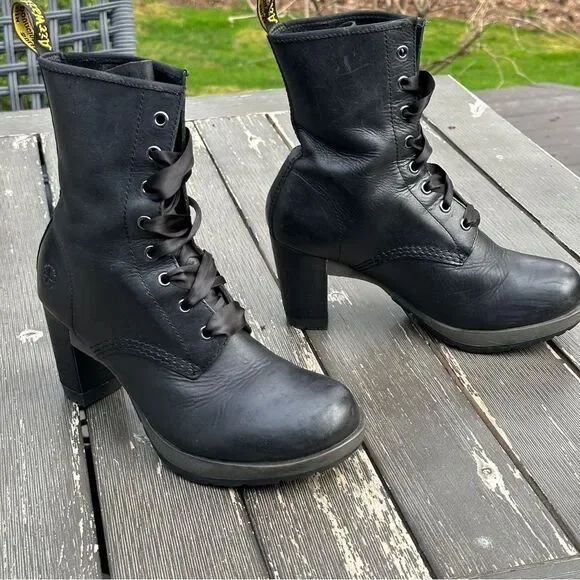 SOLD - Dr. Doc Marten’s Darcie Black High Heel Boots Womens 39 Size 8 - Picture 2 of 11